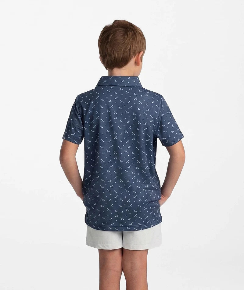 Youth Upland Unleashed Printed Polo - Midnight Navy