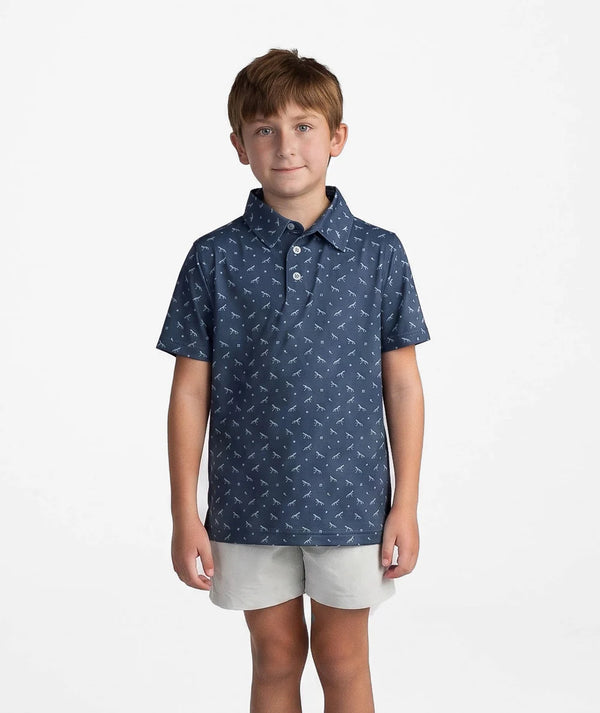Youth Upland Unleashed Printed Polo - Midnight Navy