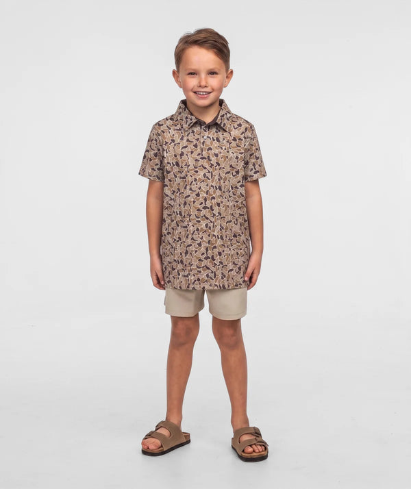 Youth Hunters Hideaway Printed Polo - Ember Brown