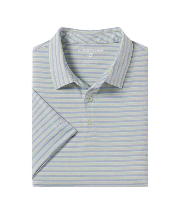 Cahaba Heather Stripe Polo - Palmetto