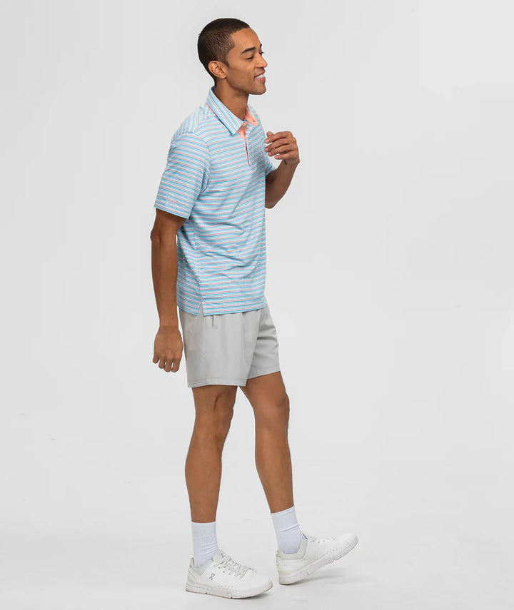 Grant Stripe Polo - Island Coral