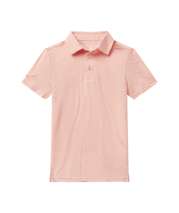 Boys Heather Madison Stripe Polo - Flamingo