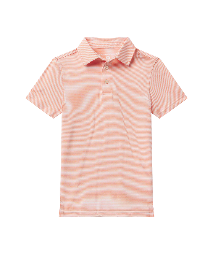 Boys Heather Madison Stripe Polo - Flamingo