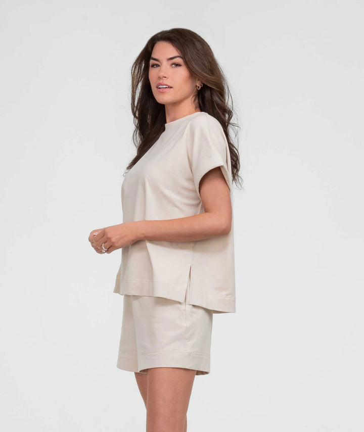 Off Duty Cuff Top - Linen
