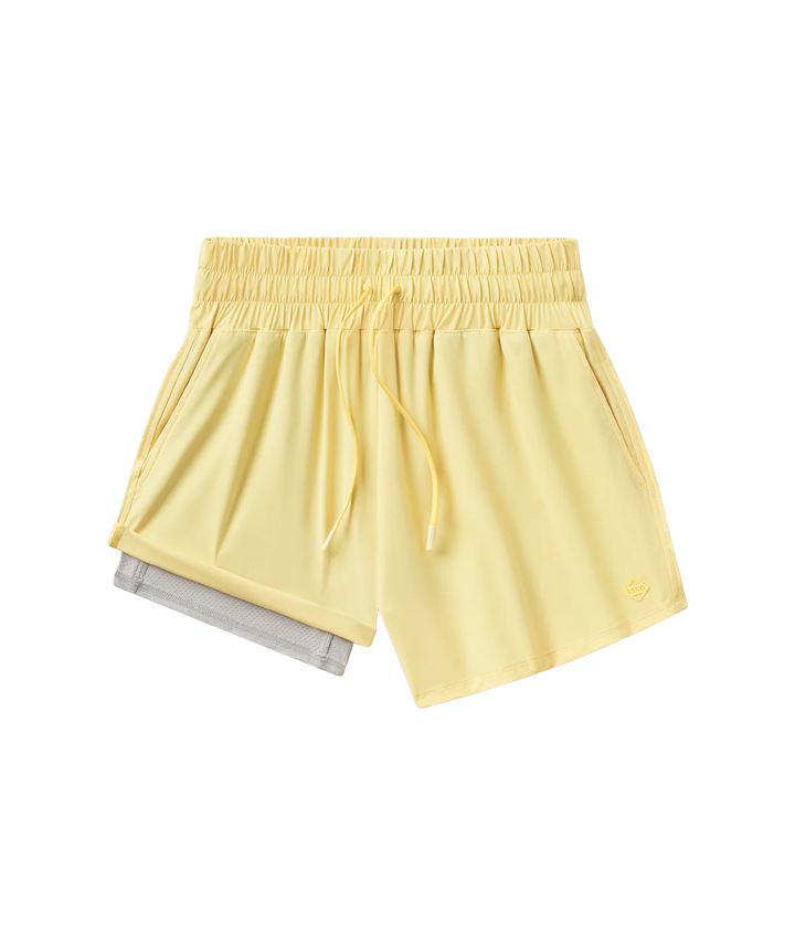 Womens Lined Hybrid Shorts - Lemon Drop