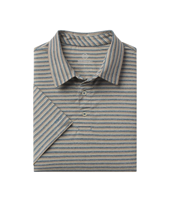 Cahaba Heather Stripe Polo - Blue Ridge