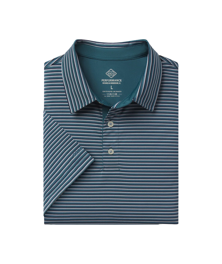 Crestline Stripe Polo - Deep Harbor