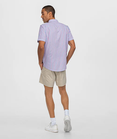 Clubhouse Seersucker Baja Shirt - Berry Tide