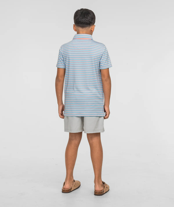 Boys Grant Striped Polo - Island Coral