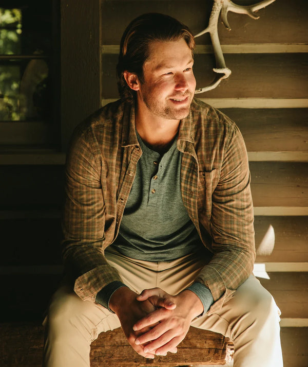 Braxton Lightweight Cord Flannel - Saddle