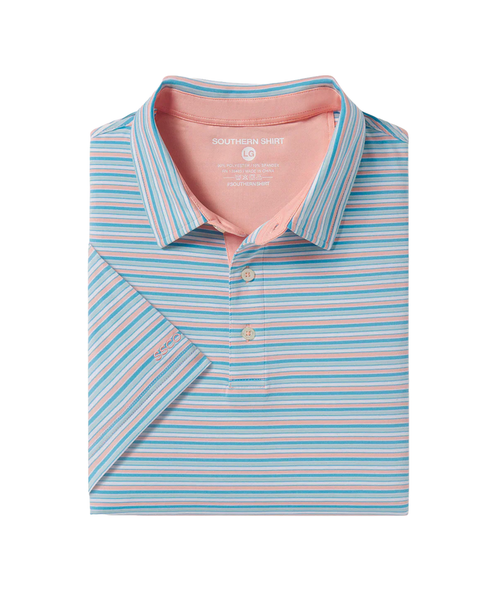 Grant Stripe Polo - Island Coral