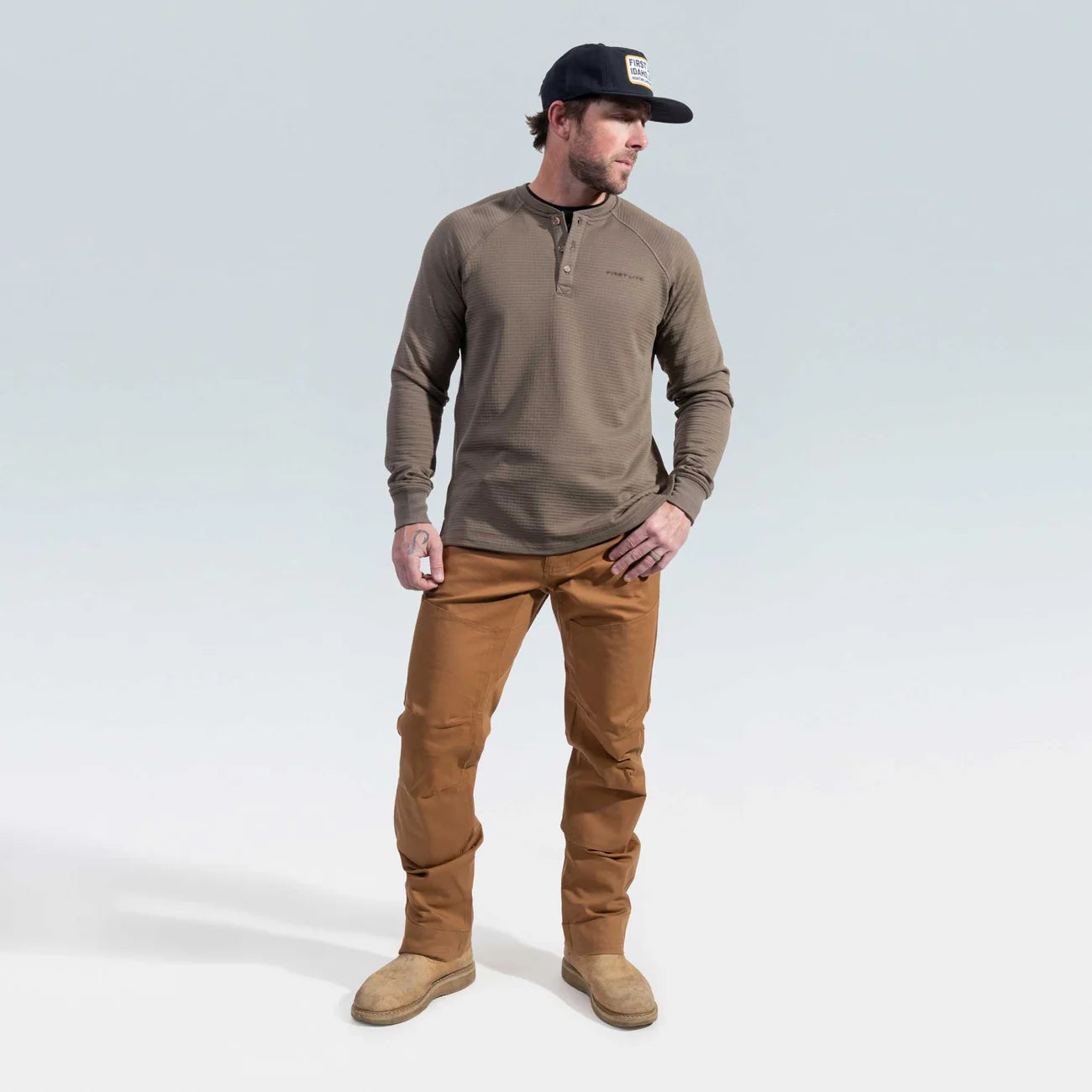 ThermaGrid Merino Wool Henley - Morel