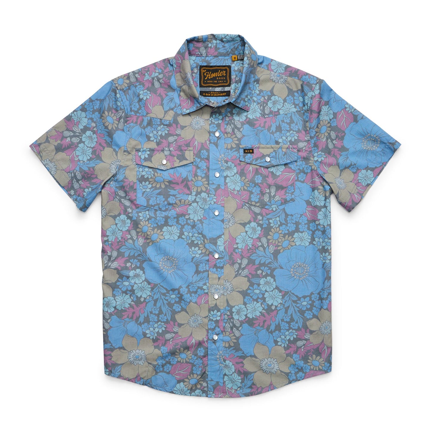 H Bar B Snapshirt - Flower Power - Blues