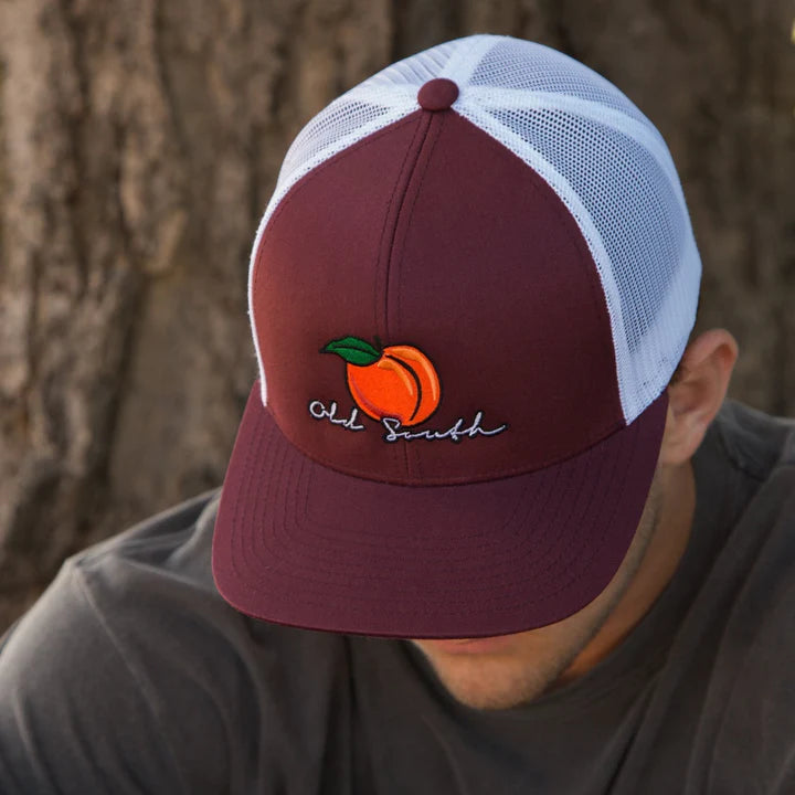 Old South Peach Hat - Maroon/White