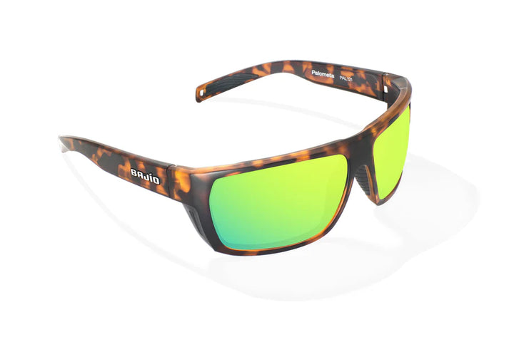 Palometa Matte Brown Tortoise with Green Mirror Glass Lenses