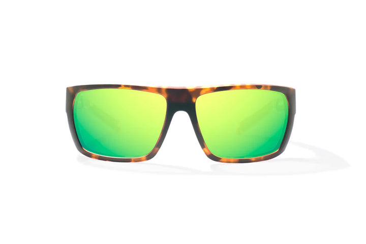 Palometa Matte Brown Tortoise with Green Mirror Glass Lenses