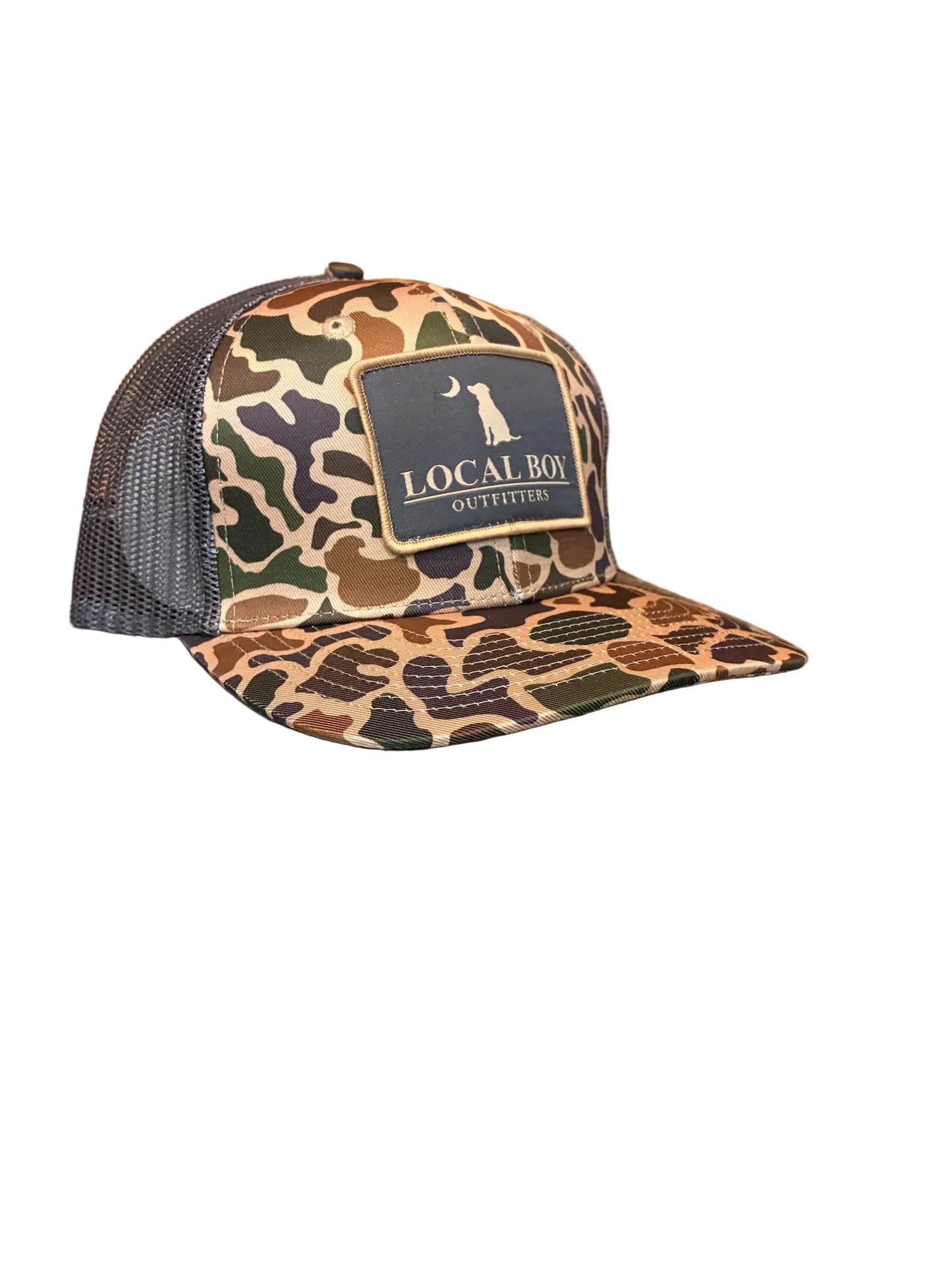 Pocket Badge Trucker Hat - Old School Camo