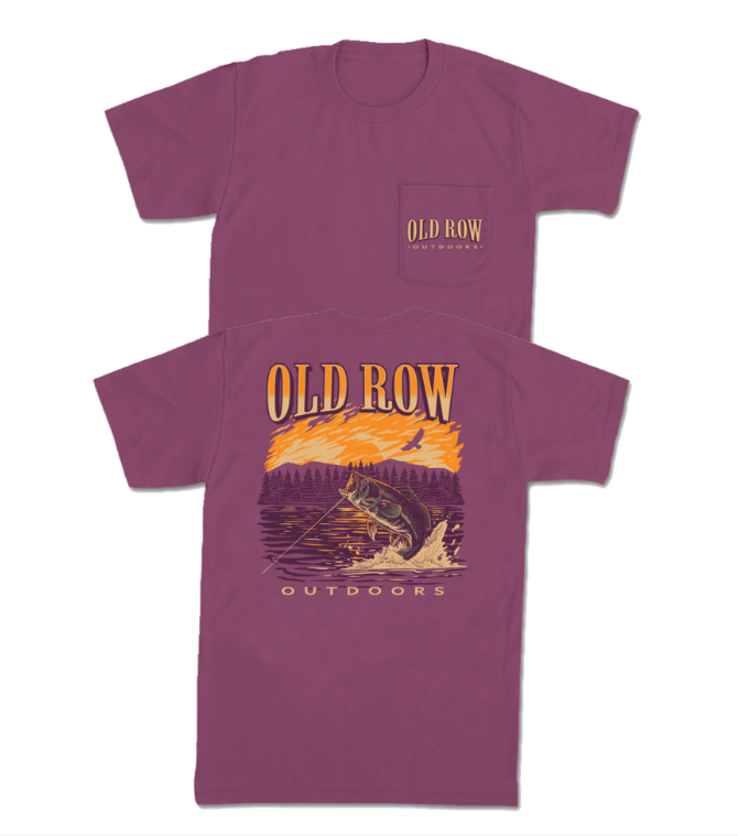 Outdoors Bass Jump Pocket Tee - Berry