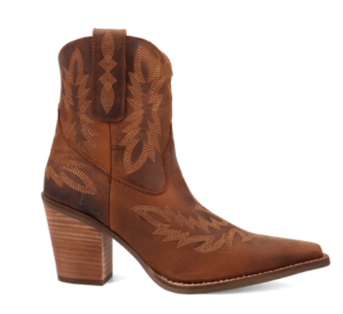 Rocky Top Leather Bootie- Brown