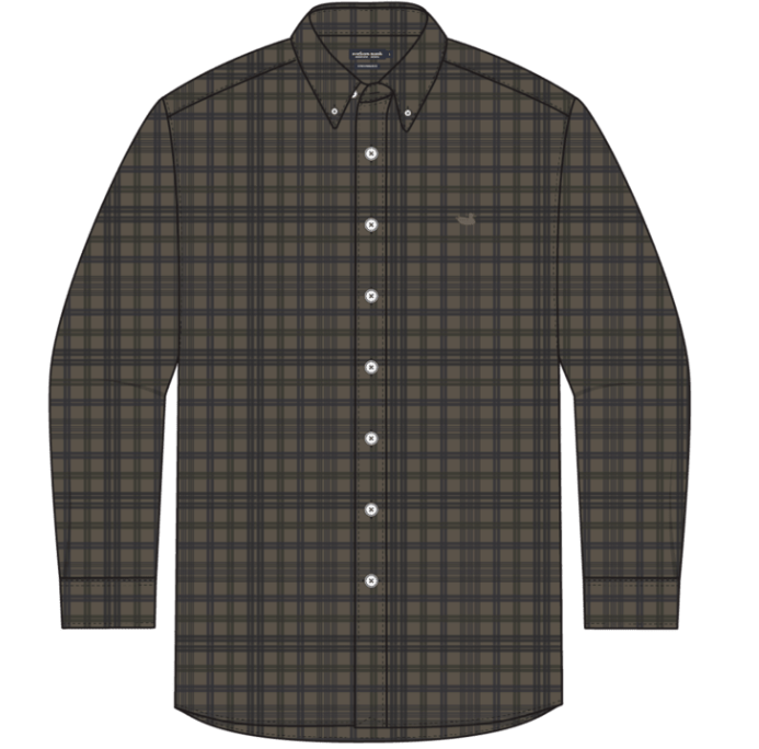 Barnstable Lines Performance Dress Shirt - Stone Brown & Black M Barnstable Lines Performance Dress Shirt - Stone Brown & Black M