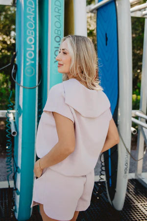 Half Zip Scuba Set - Blush