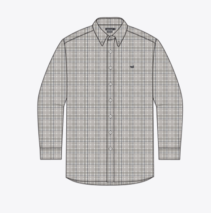 Grainger Performance Plaid Dress Shirt - Burnt Taupe & Navy