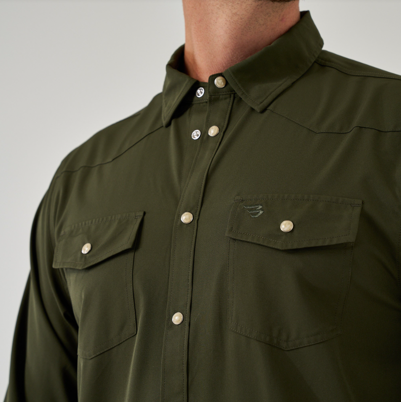 Performance Western Shirt- Mallard Green