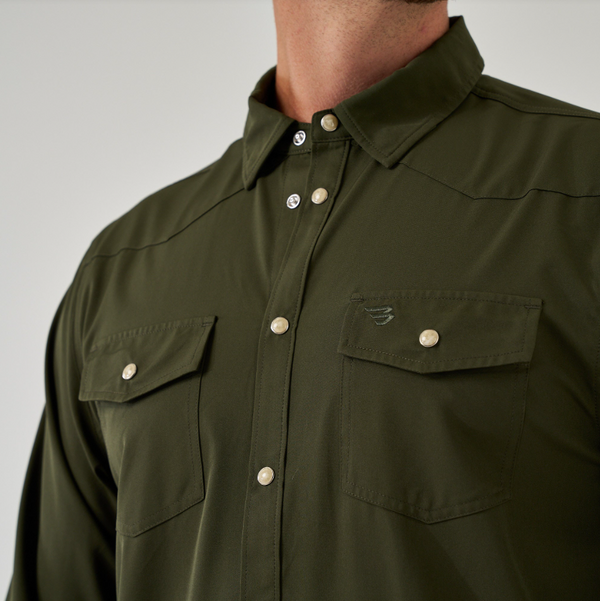 Performance Western Shirt- Mallard Green