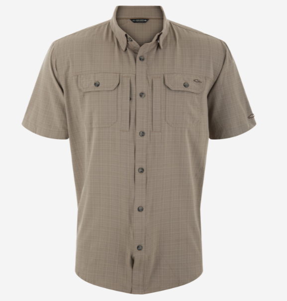 Wingshooter Trey Cross Hatch Short Sleeve Shirt- Khaki