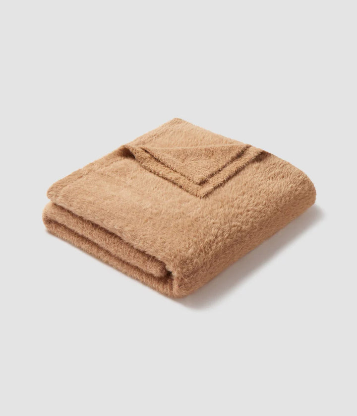 Feather Knit Blanket - Mocha Tan