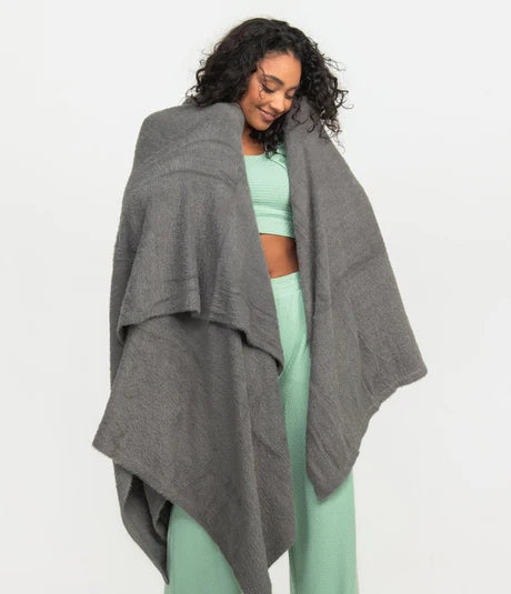Feather Knit Blanket - Washed Charcoal