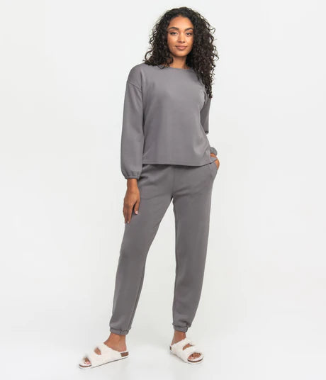 Buttery Soft Bella Lounge Top - Washed Charcoal
