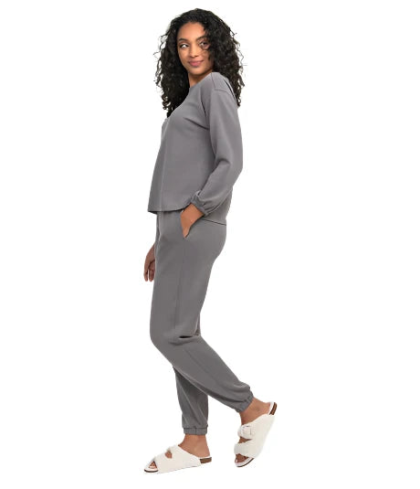 Buttery Soft Bella Lounge Top - Washed Charcoal