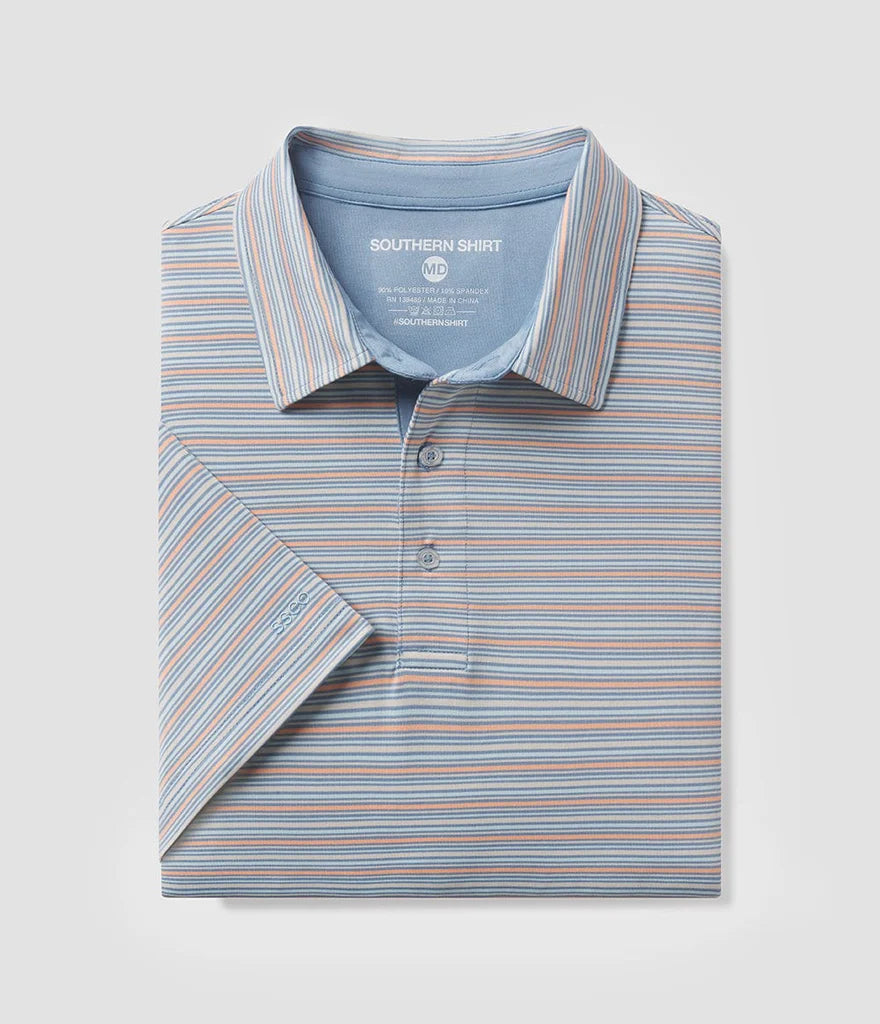 Youth Sawgrass Stripe Polo - Blue Lagoon