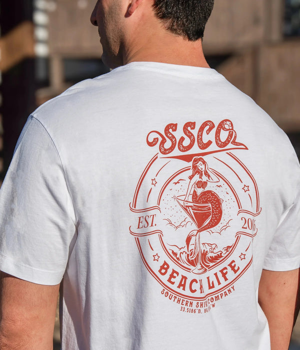 Beach Life Badge Tee - Bright White