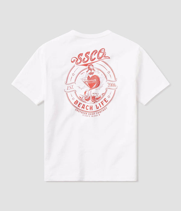 Beach Life Badge Tee - Bright White