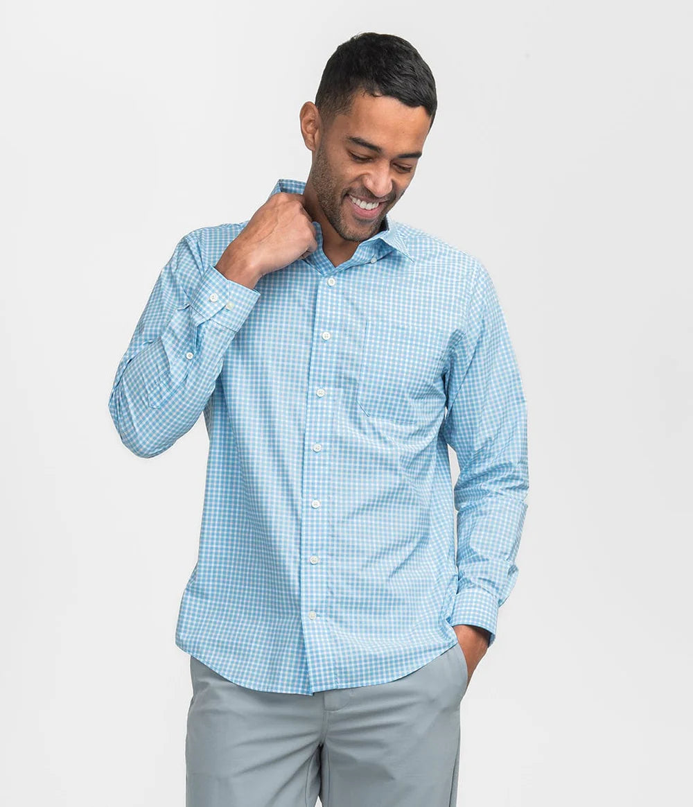 Samford Check Button Down - Aquaverde
