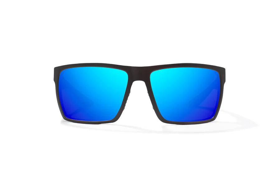 Stiltsville Matte Black with Blue Mirror Glass Lenses