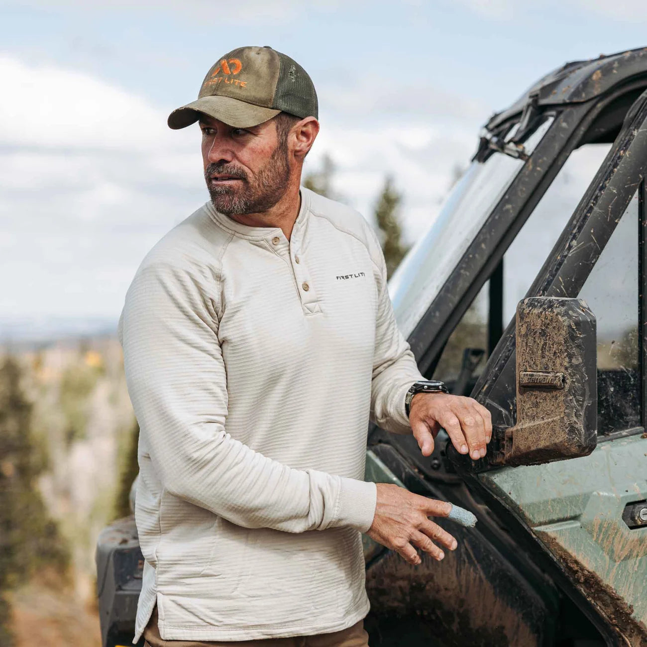 ThermaGrid Merino Wool Henley - Sand