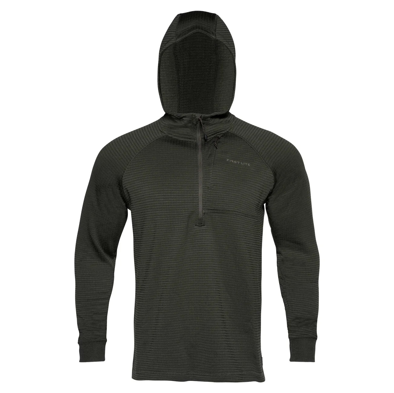 ThermaGrid Merino Wool Hoody - Dark Moss