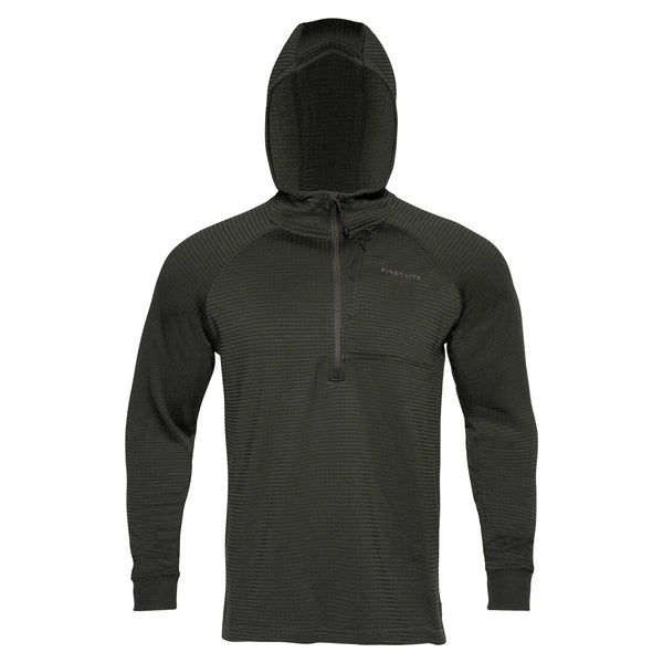 ThermaGrid Merino Wool Hoody - Dark Moss