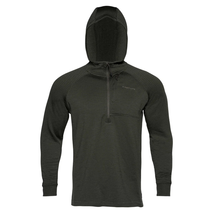 ThermaGrid Merino Wool Hoody - Dark Moss