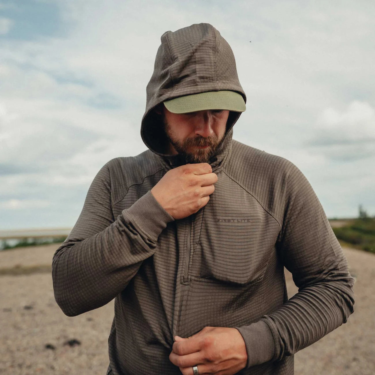 ThermaGrid Merino Wool Hoody - Morel