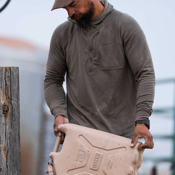 ThermaGrid Merino Wool Hoody - Morel