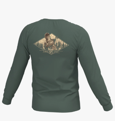 Diamond Quail Long Sleeve Pocket Tee - Duck Green