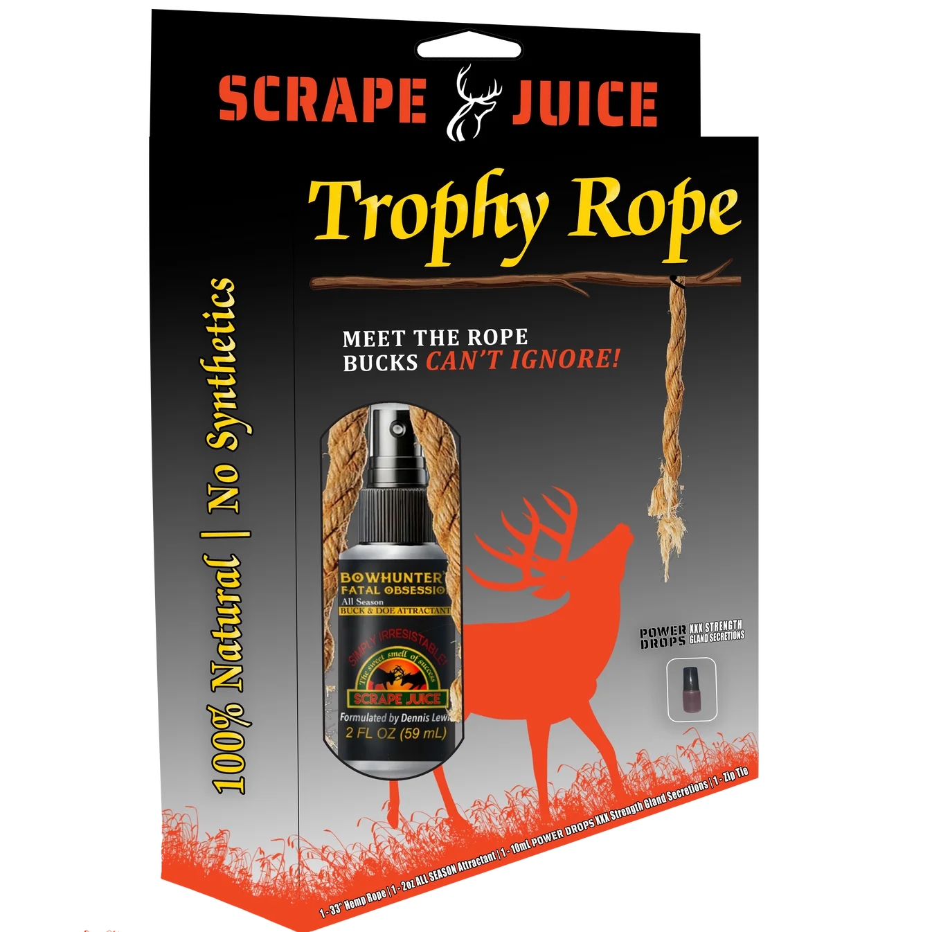 Trophy Rope - Hemp Rope, Deer Lure + Power Drops