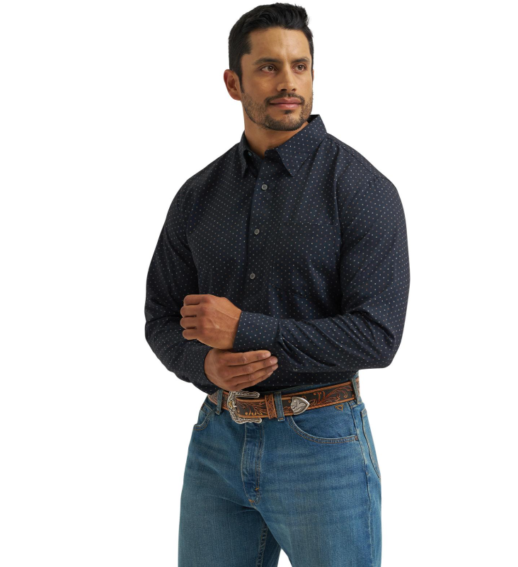 Wrangler® X Cody Johnson Long Sleeve Performance Shirt - Classic Fit - Buttons - Black