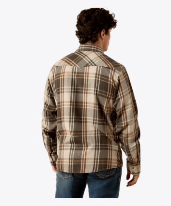 Retro Howell Fitted Snap Shirt - Dusky Green Plaid