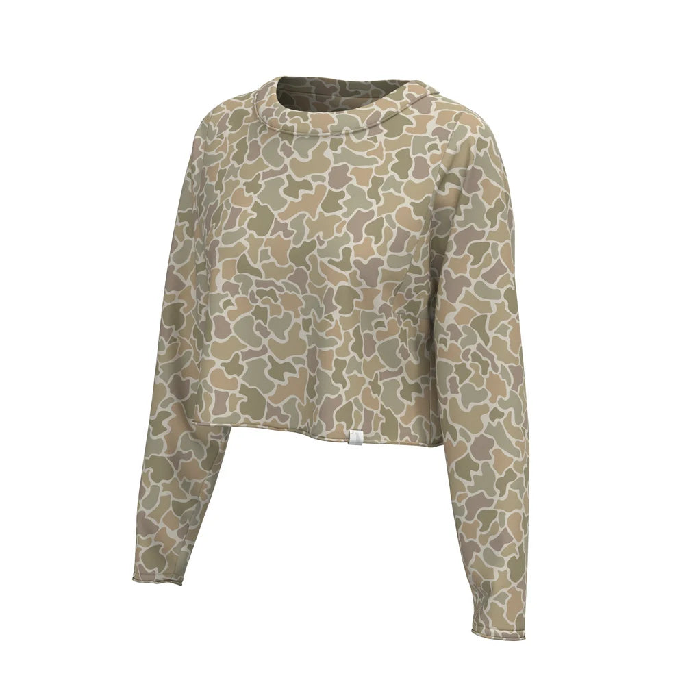 Local Girl Boxy Crop Long Sleeve T-Shirt - Forest Camo Desert