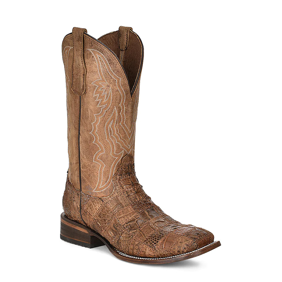 Caiman Patchwork Square Toe Western Boot